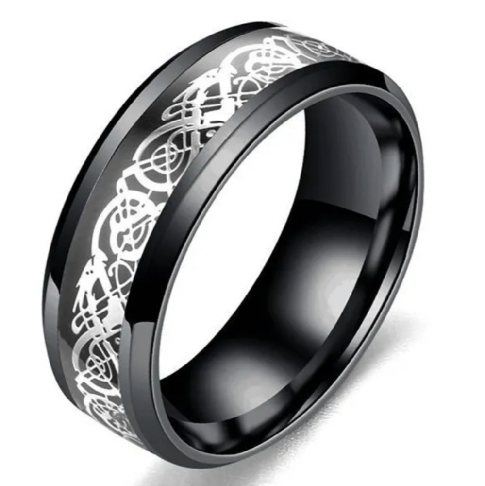 Men's Black and White Ring